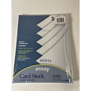 Array White Cardstock‎ Lignin Free Buffered 65lb 8.5x11 40 Sheets